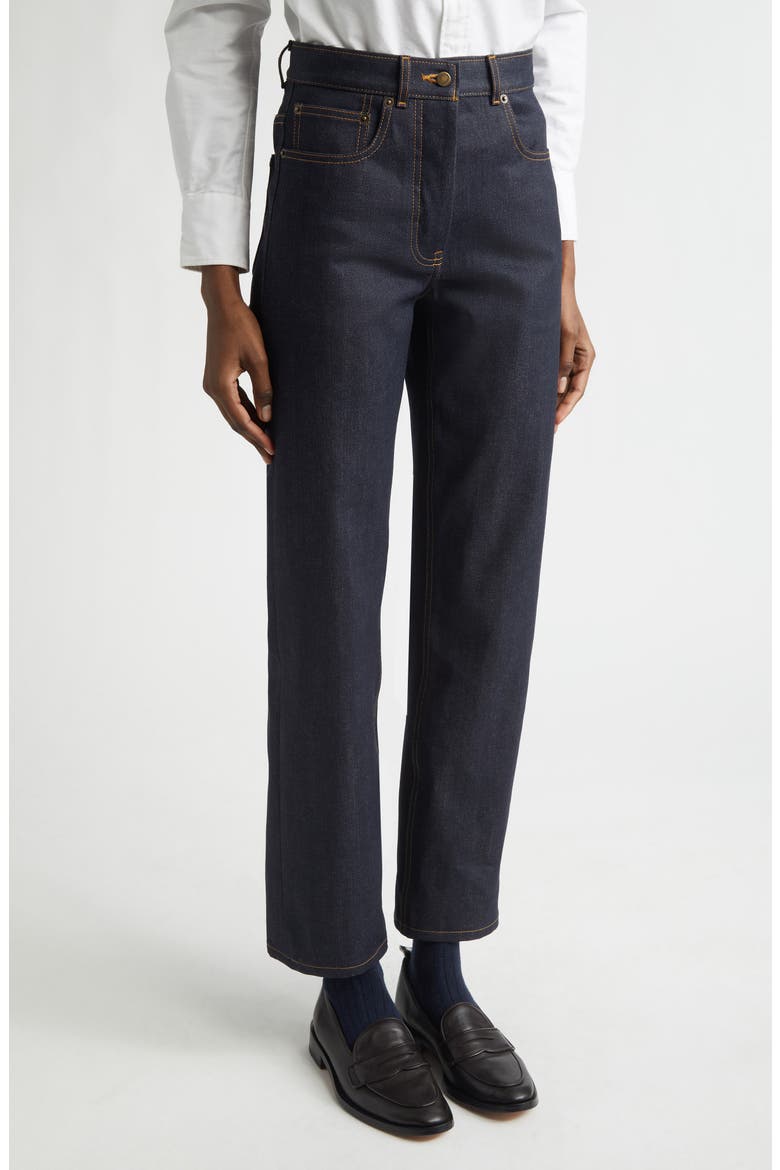Straight Leg Selvedge Denim Jeans, Alternate, color, NAVY