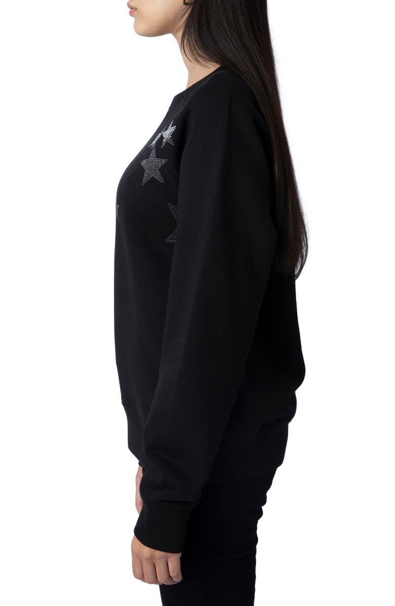 Zadig & Voltaire Embellished Star Cotton Sweatshirt, Alternate, color, Noir