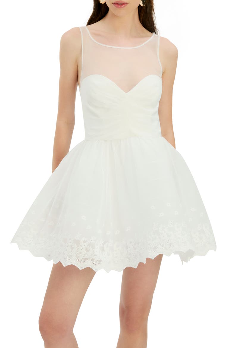 Hilda Embroidered Tulle Hoop Minidress, Alternate, color, IVORY