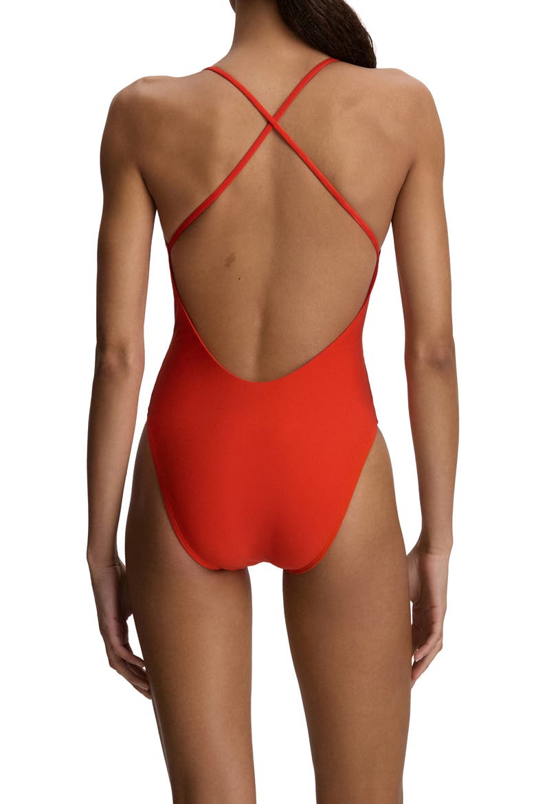 Kennedy Cross Back One-Piece Swimsuit, Alternate, color, BRIGHT POPPY