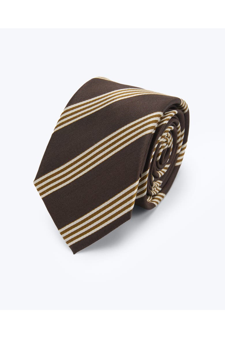 Chalk Striped Silk Jacquard Tie, Main, color, Chestnut