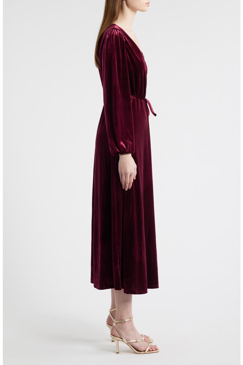 Wrap Front Long Sleeve Velvet Maxi Dress, Alternate, color, MERLOT
