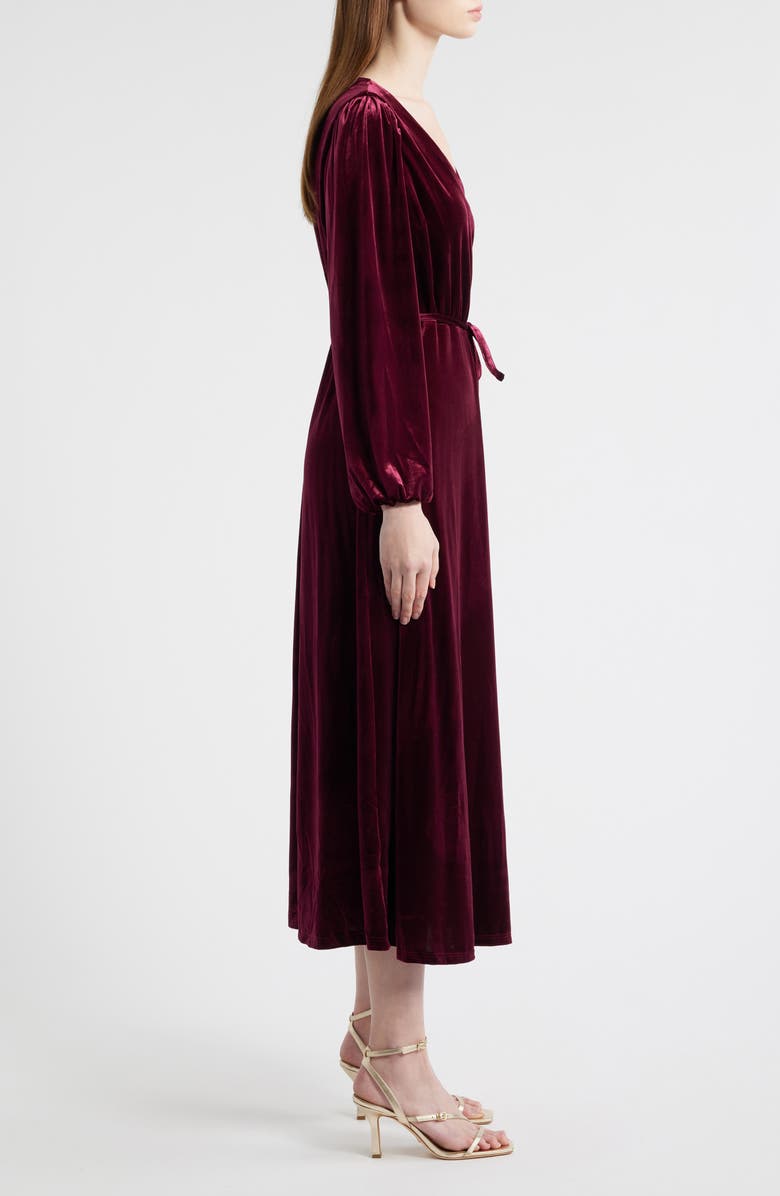 Halogen<sup>®</sup> Wrap Front Long Sleeve Velvet Maxi Dress, Alternate, color, Merlot