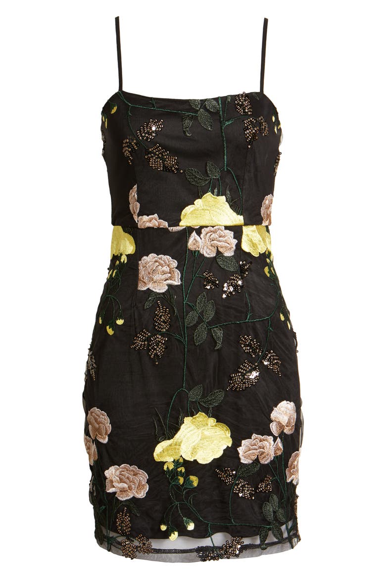 Embroidered Sequin Dress, Alternate, color, BLACK FLORAL