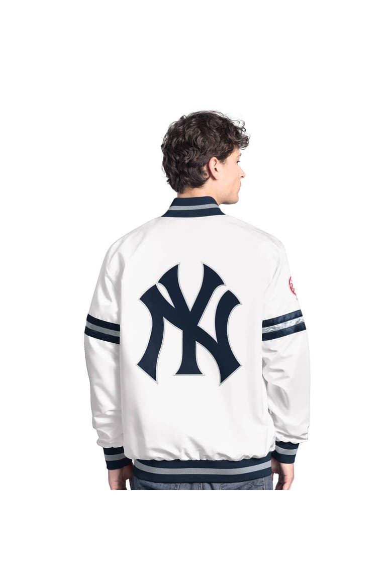 Men's Starter  White New York Yankees Cooperstown Scout Full-Snap Varsity Jacket, Alternate, color, White