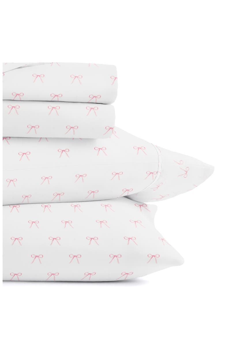 Kaycie Gray Pink Bows Microfiber Sheet Set, Alternate, color, PINK BOWS