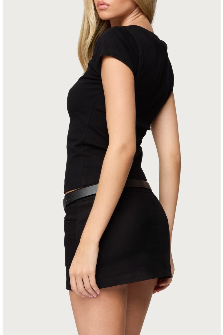 Oliana Rib Boat Neck T-Shirt, Alternate, color, BLACK