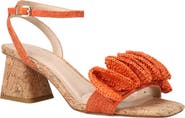 Pelle Moda Tianna Raffia Rosette Ankle Strap Sandal