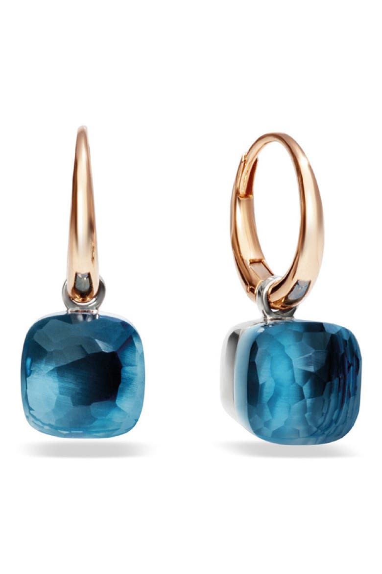 Nudo Blue Topaz Hoop Drop Earrings, Main, color, LBT 18KRG