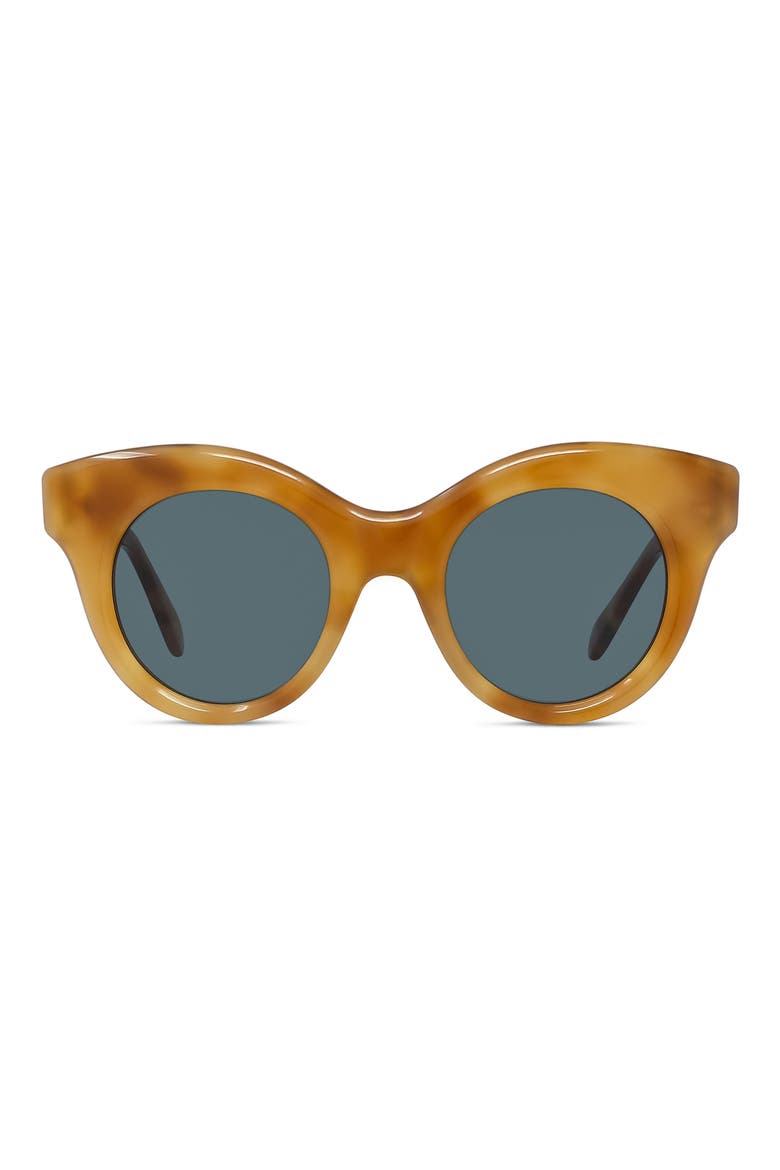 Curvy 49mm Small Round Sunglasses, Main, color, BLONDE HAVANA / BLUE