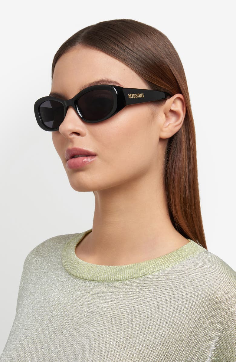 Missoni 50mm Rectangular Sunglasses, Alternate, color, Black/ Grey