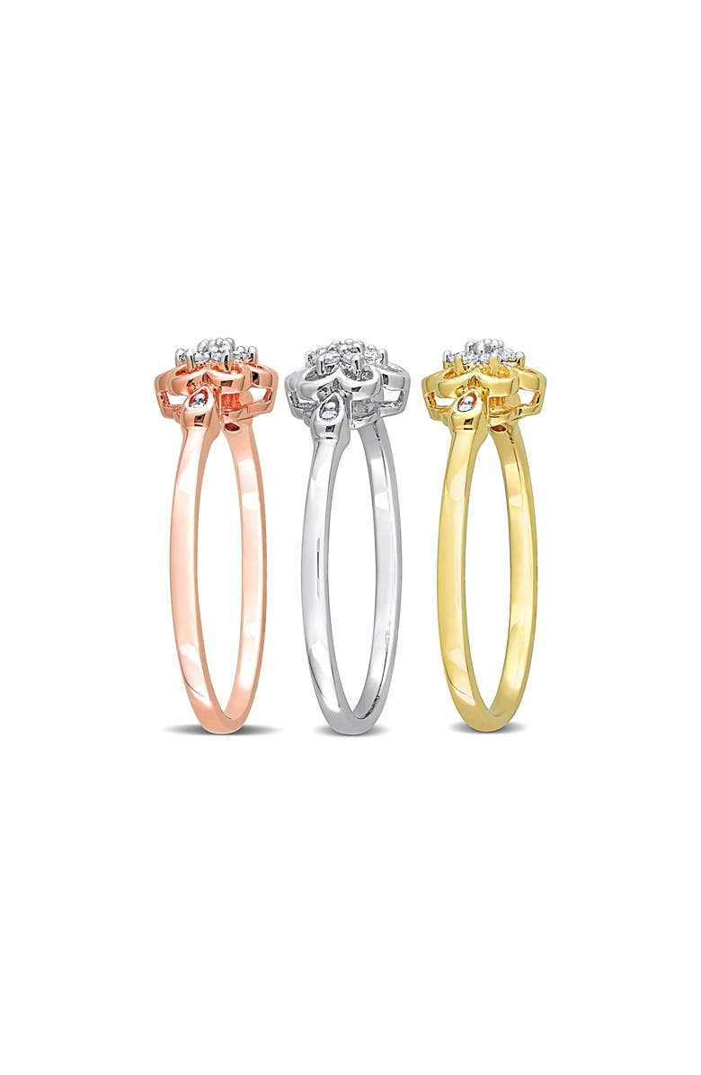 DELMAR Set Of 3 Floral Diamond Rings - 0.24ct., Alternate, color, Multi