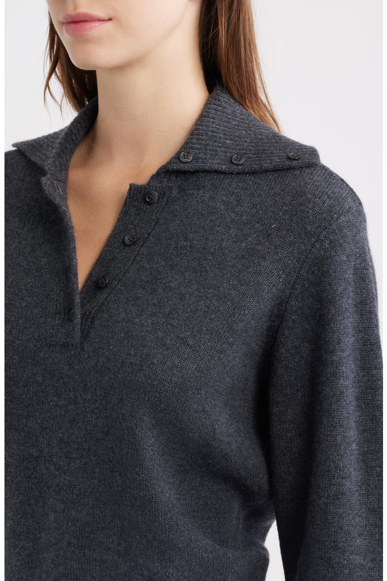 Merino Wool & Cashmere Polo Sweater, Alternate, color, HEATHER GRAY