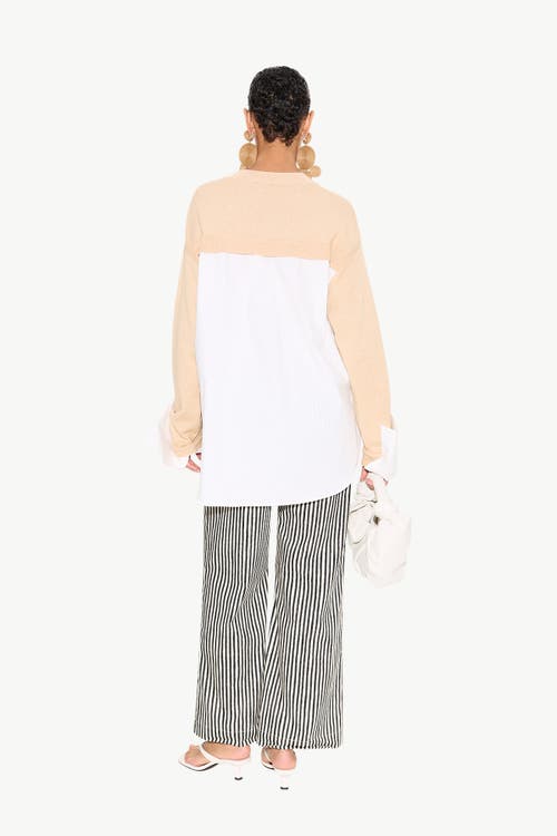 Simonmiller Pip Poplin Combo Sweater In Rice Flour/macadamia