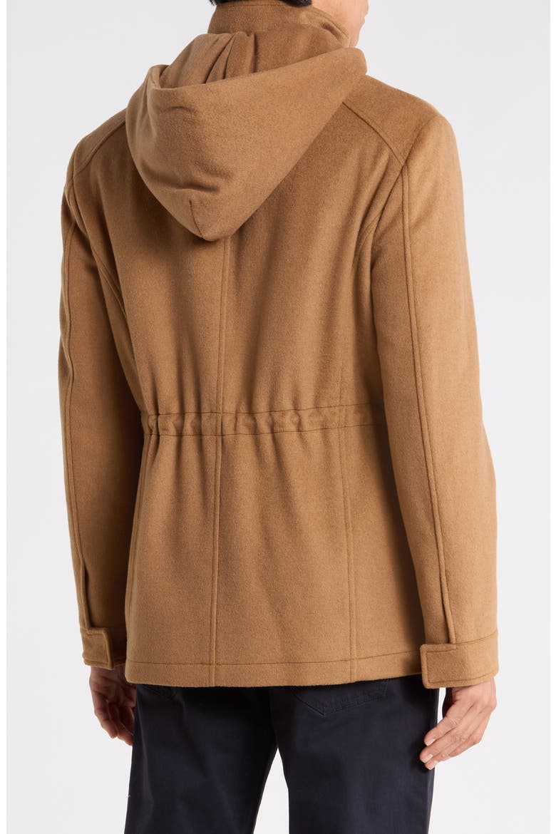 Hooded Wool Blend Stadium Coat, Alternate, color, CAMEL