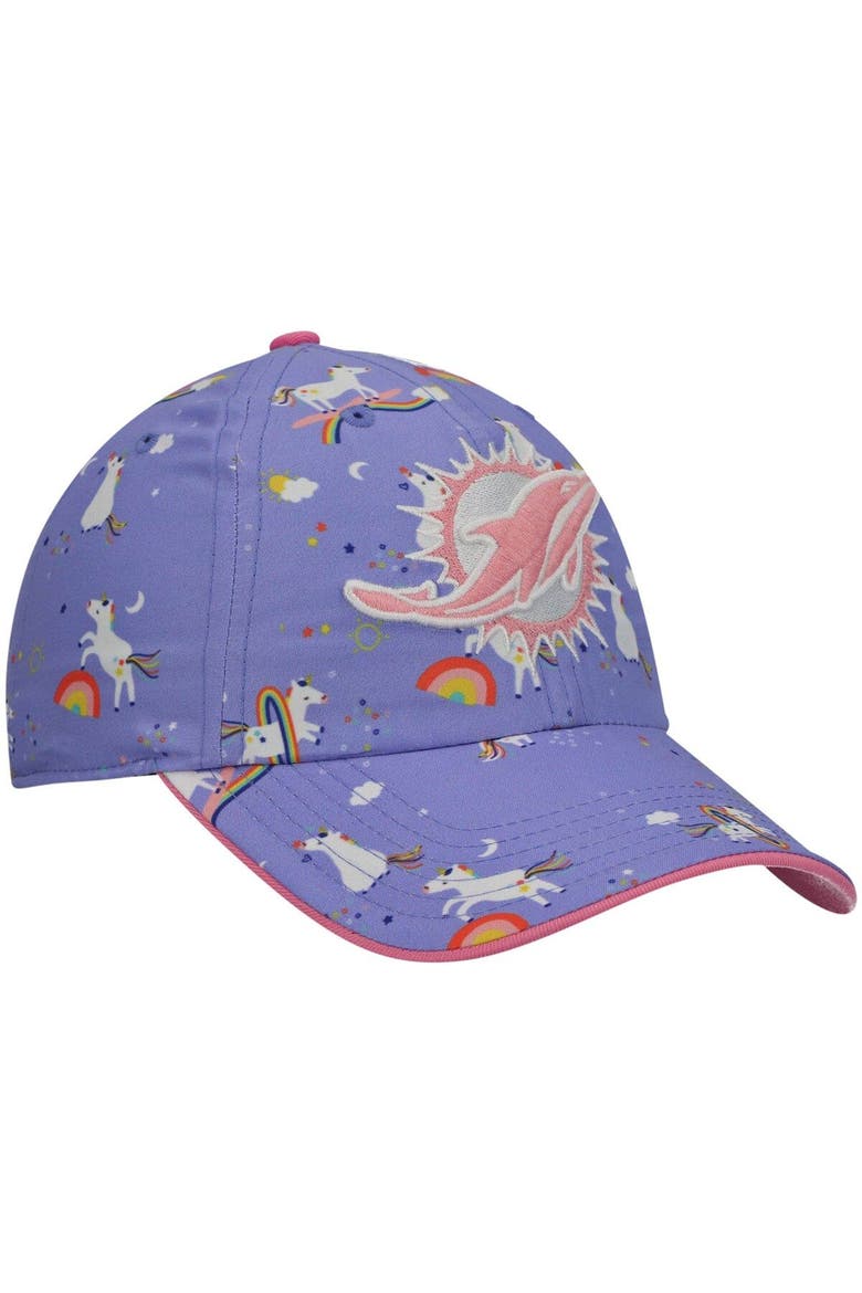 Girls Preschool '47 Purple Miami Dolphins Unicorn Clean Up Adjustable Hat, Alternate, color, Purple
