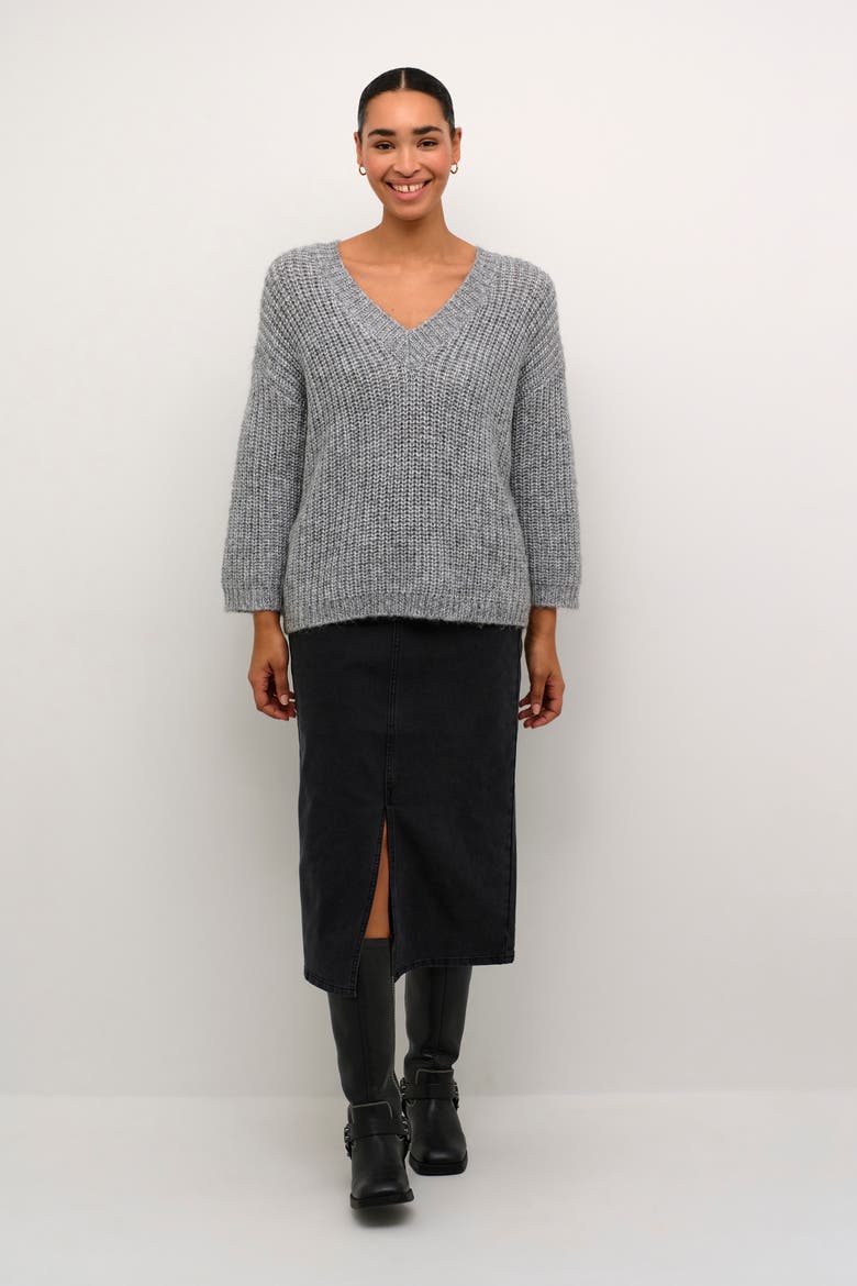 Kavinda V-Neck 3/4 Sleeves Pullover, Alternate, color, Grey Silver Metallic