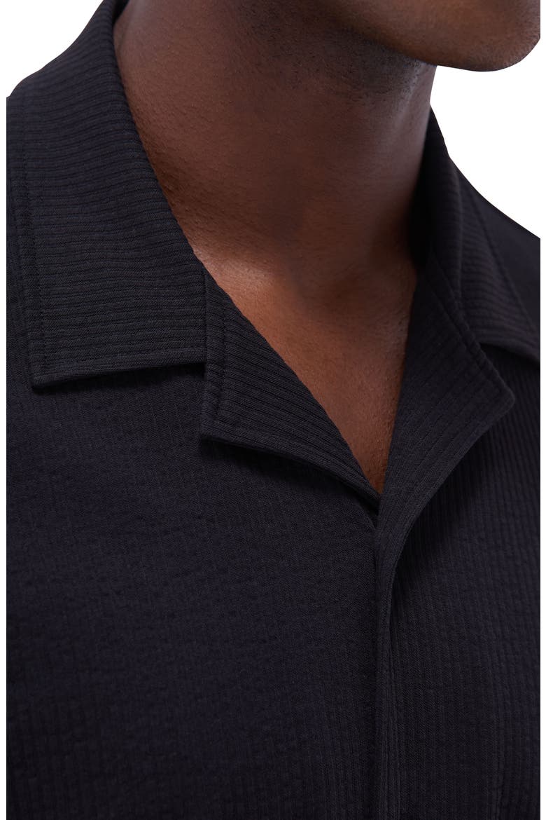 Camp Collar Short Sleeve Button-Up Shirt, Alternate, color, BLACK