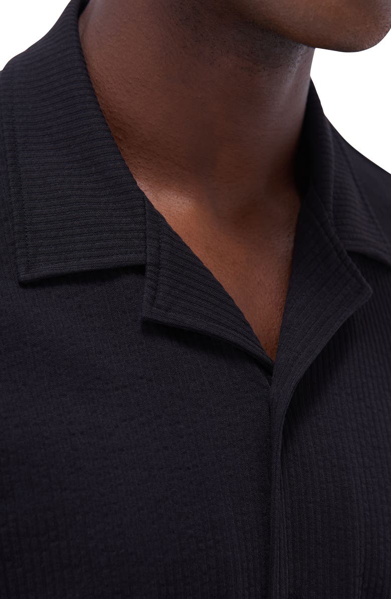 Bugatchi Camp Collar Short Sleeve Button-Up Shirt, Alternate, color, Black