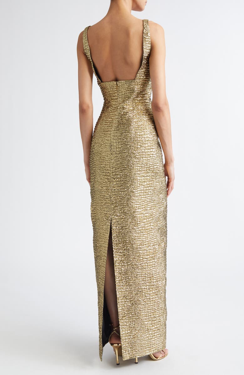 Emilia Wickstead Micheline Metallic Seersucker Column Gown, Alternate, color,
