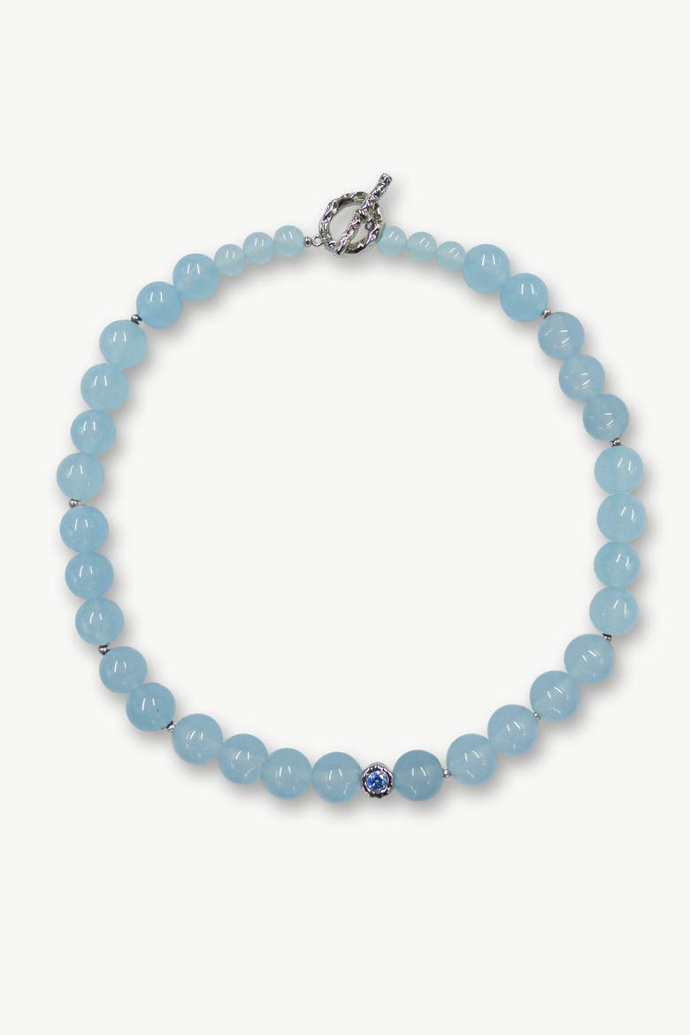 Isla Aquamarine Bead Choker Necklace, Alternate, color, Auqamarine