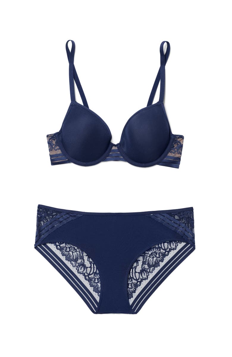 Adore Me Amellia Contour Demi Bra, Alternate, color, Dark Blue