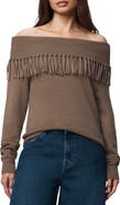 Splendid Simone Fringe Off the Shoulder Sweater