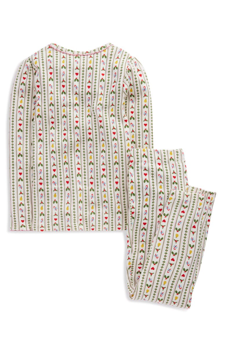Mini Boden Kids' Print Fitted Two-Piece Cotton Henley Pajamas, Alternate, color, Soft Ivory Nutcracker Stripe