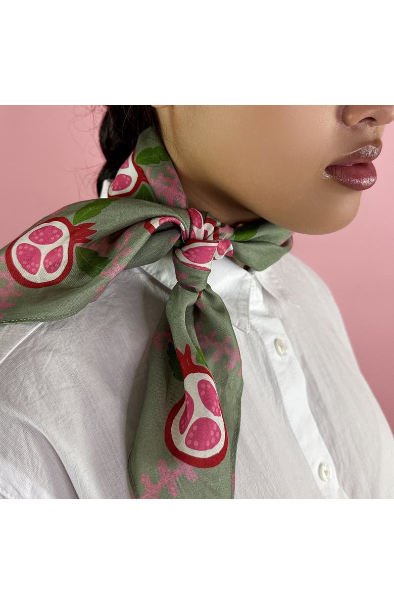Centinelle Pomegranate Cotton Silk Bandana, Alternate, color, 