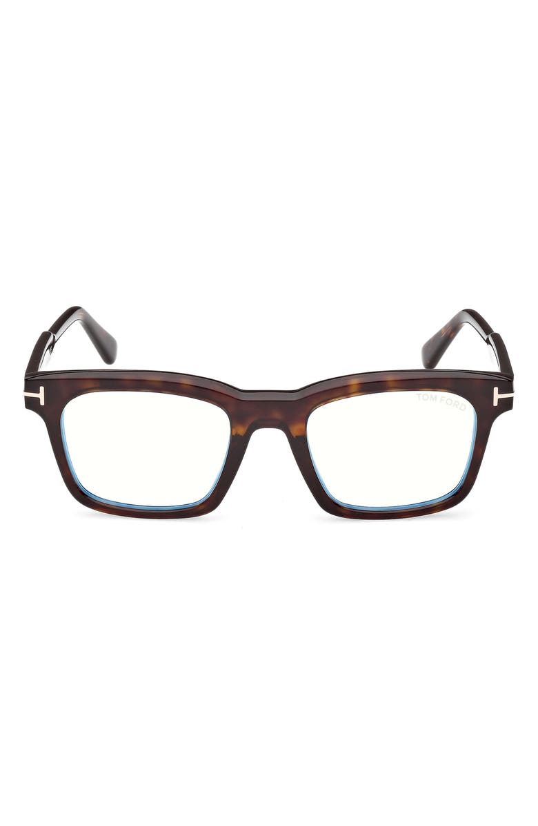 TOM FORD 51mm Square Optical Glasses, Main, color, Shiny Classic Dark Havana