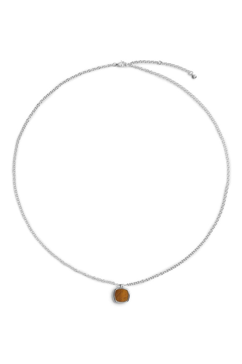 Delphi Sterling Silver Tiger's Eye Pendant Necklace, Main, color, STERLING SILVER / TIGERS EYE