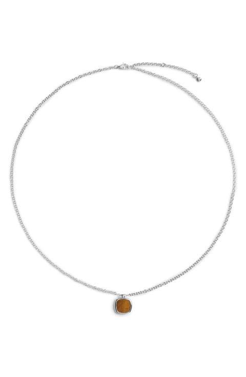 Delphi Sterling Silver Tiger's Eye Pendant Necklace