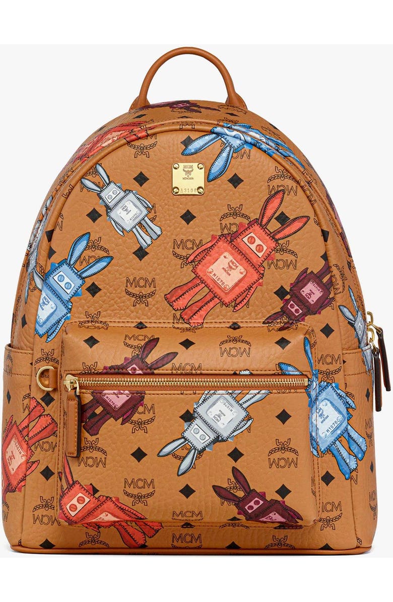 MCM Medium Stark Backpack in Rabot Visetos, Main, color, Cognac