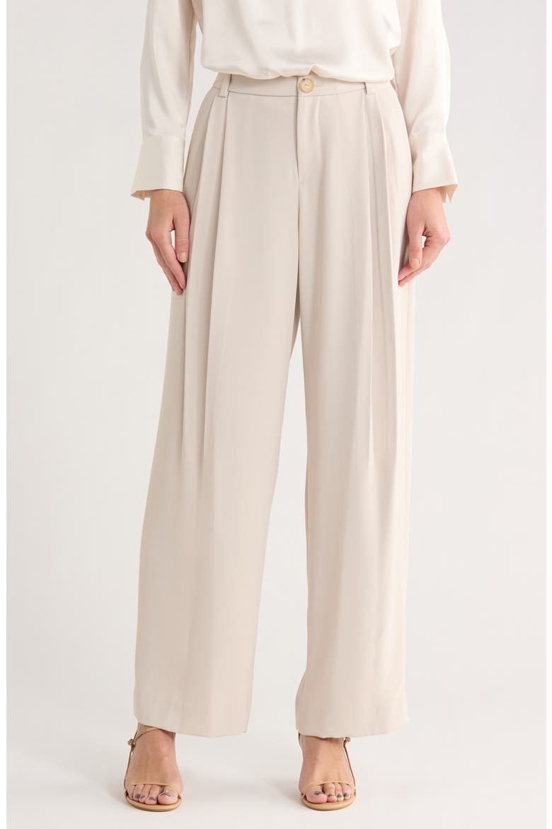 Drop Waist Pleated Pants, Main, color, LIGHT BISCOTTI