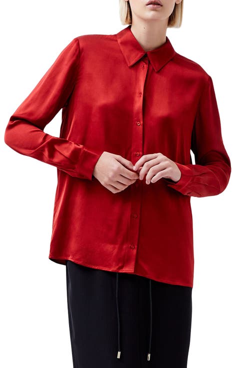 Ennis Satin Button-Up Shirt