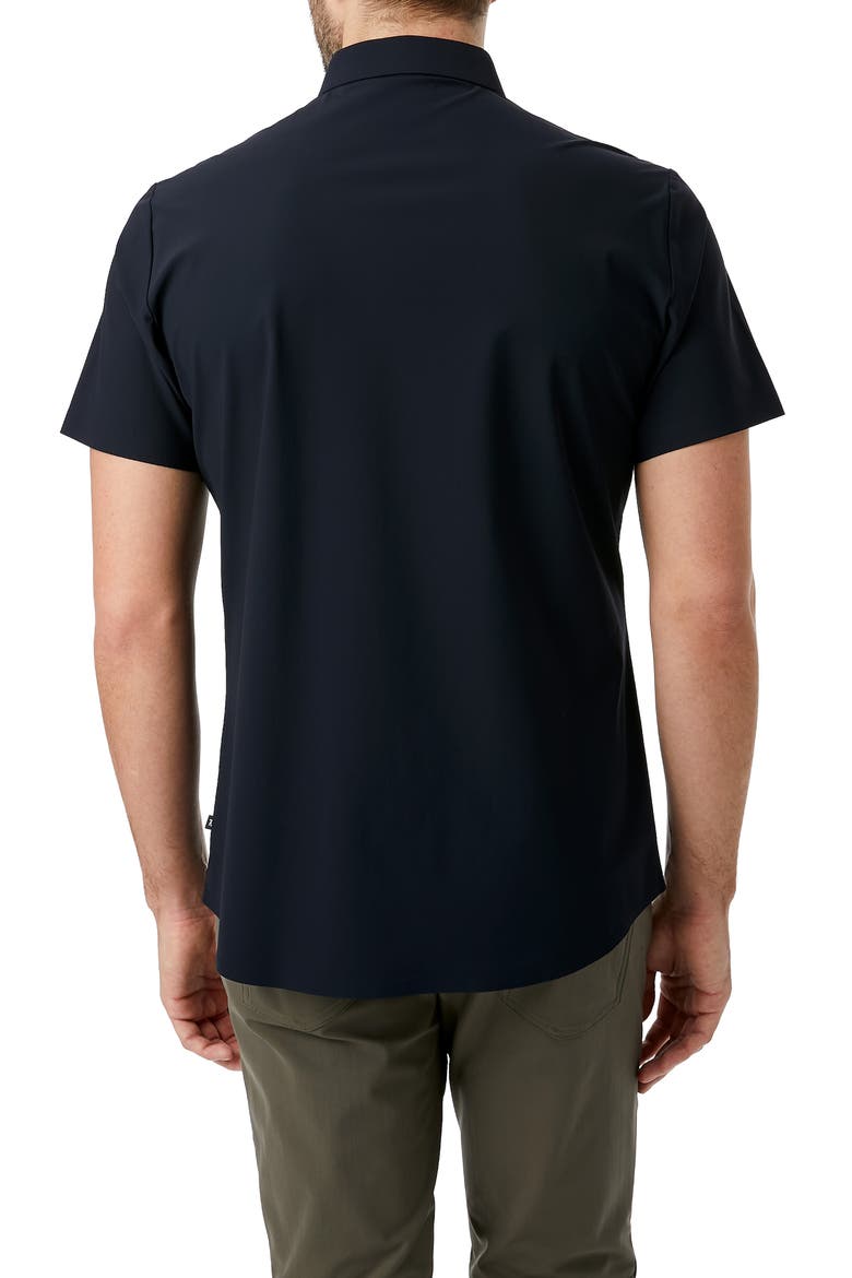 American Me Slim Fit Short Sleeve Button-Up Performance Shirt, Alternate, color, NAVY