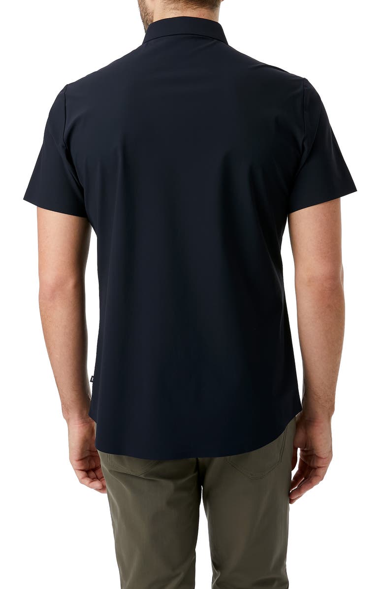 7 Diamonds American Me Slim Fit Short Sleeve Button-Up Performance Shirt, Alternate, color, Navy