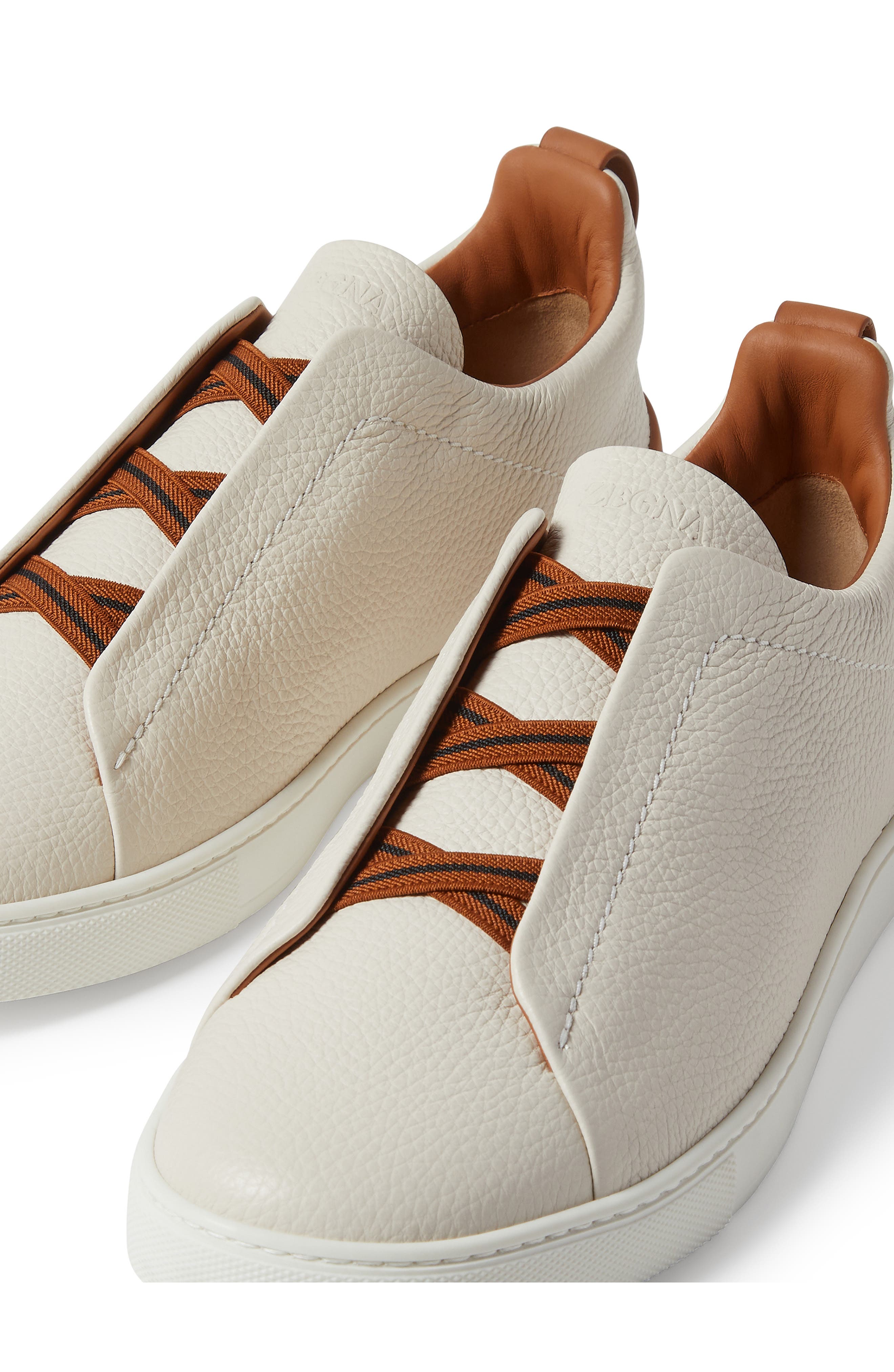Triple Stitch™ Leather Slip-On Sneaker, Alternate, color, WHITE