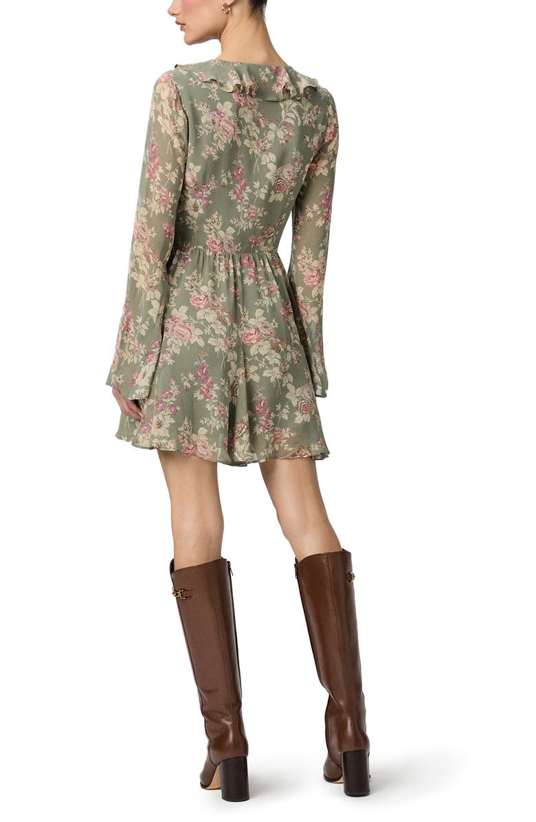 PAIGE Cecconi Floral Long Sleeve Silk Fit & Flare Minidress, Alternate, color, Laurel Multi