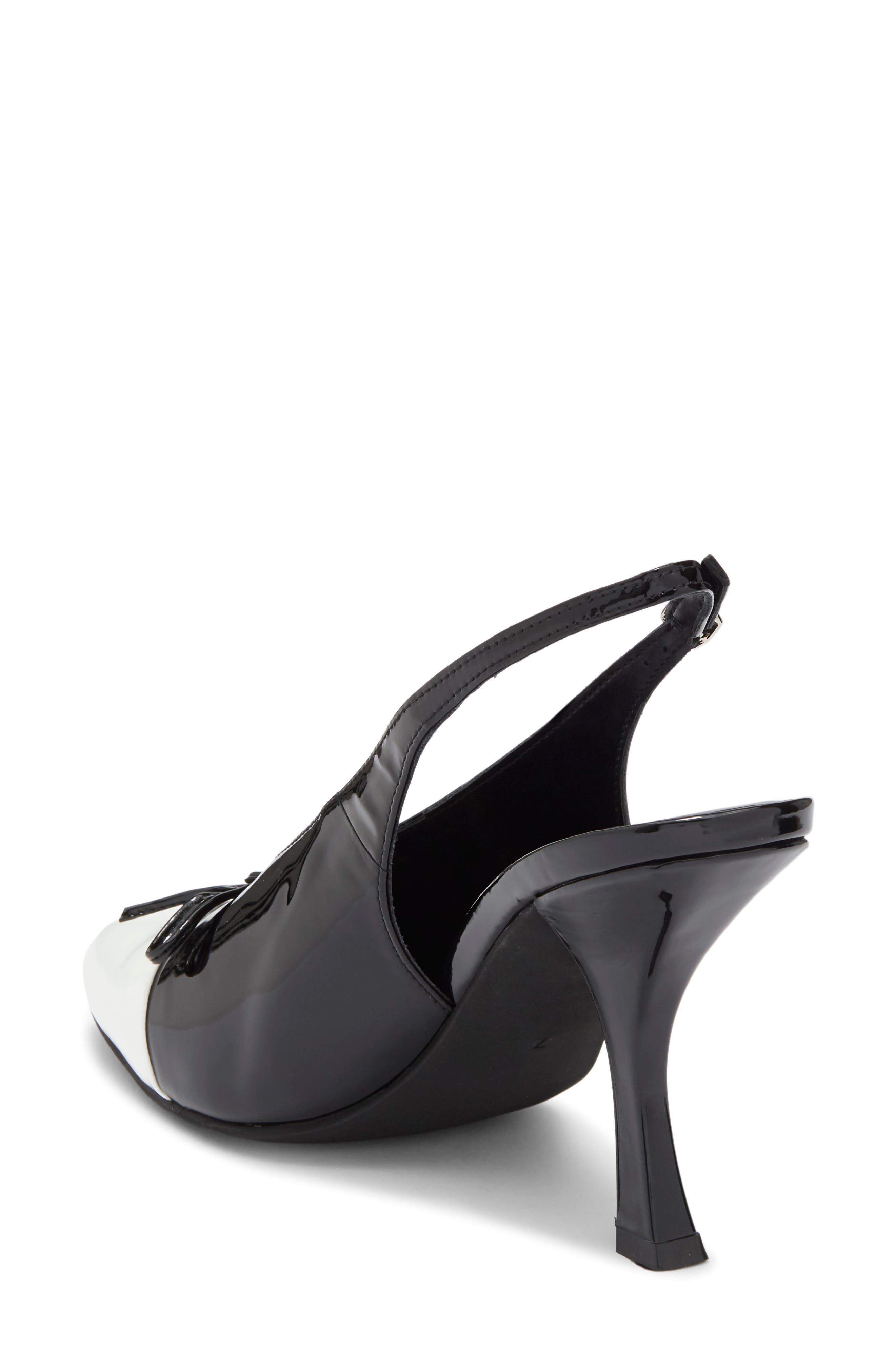 Chai Slingback Cap Toe Pump, Alternate, color, WHITE PATENT BLACK PATENT