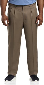 Oak Hill by DXL Big & Tall Waist-Relaxer Pleated Microfiber Pants