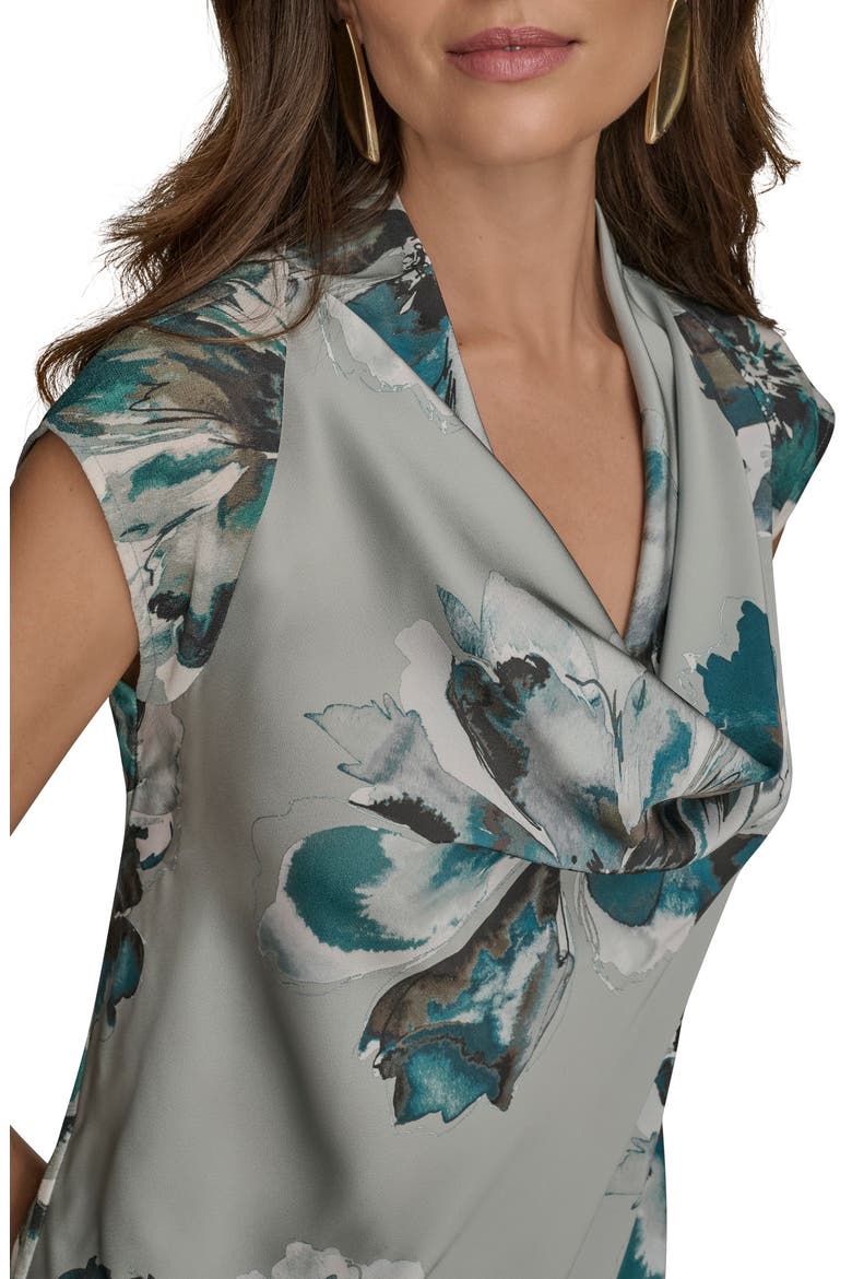 Floral Cowl Neck Top, Alternate, color, WEATHERD SAGE