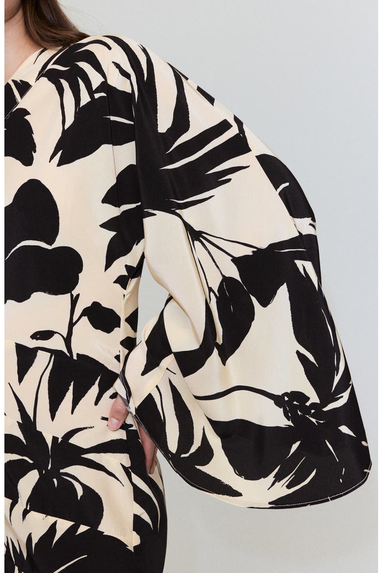 Abstract Leaf Print One Shoulder Minidress, Alternate, color, ECRU
