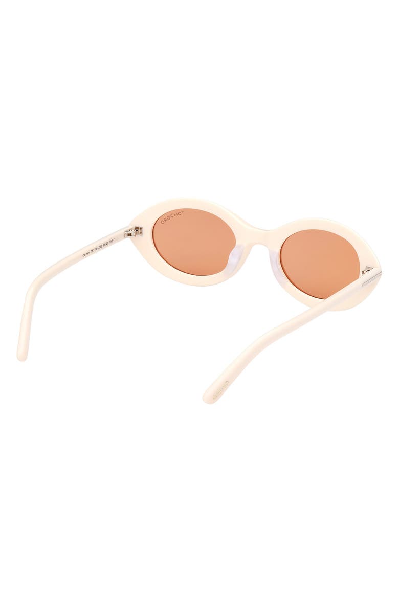 TOM FORD 51mm Oval Sunglasses, Alternate, color, Ivory / Brown