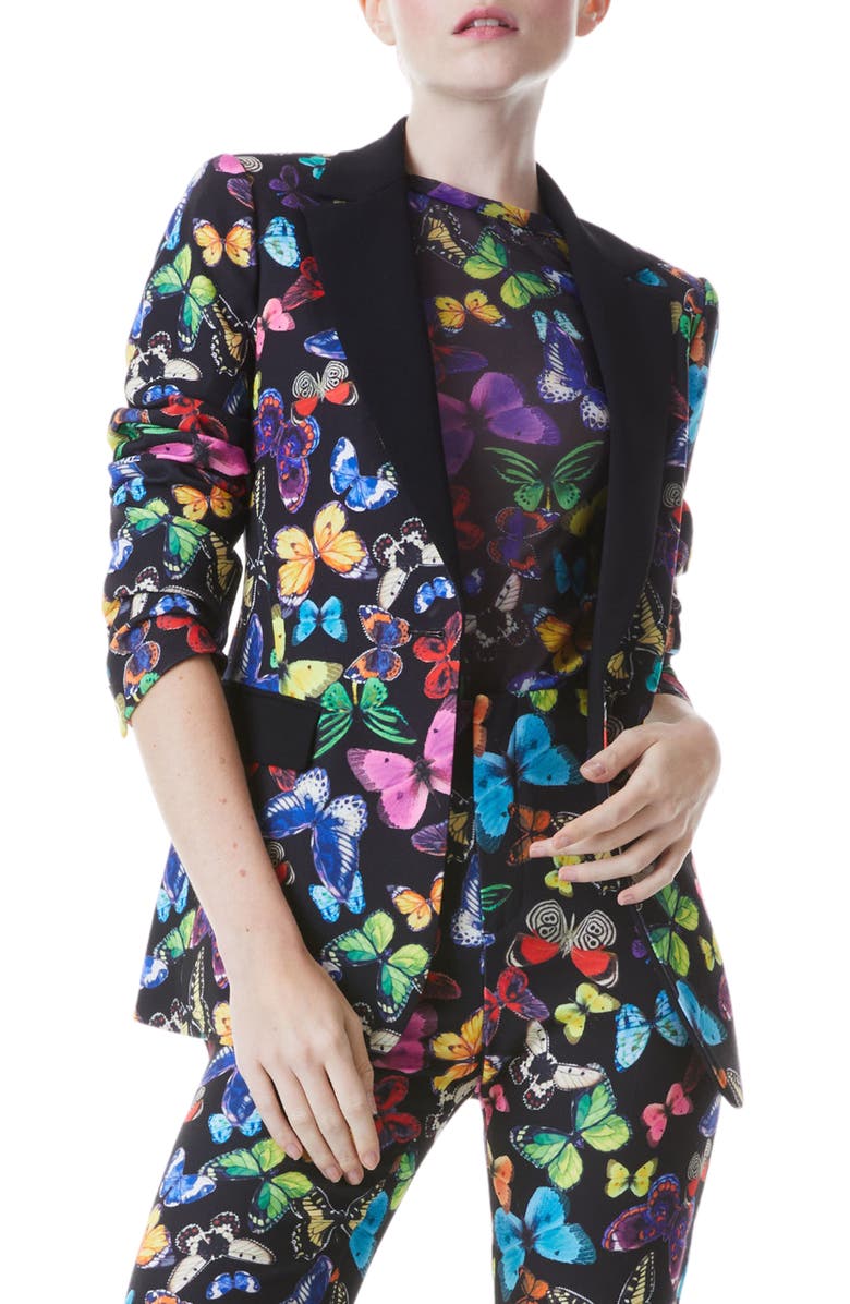 Alice + Olivia Macey Butterfly Print Blazer, Main, color, 