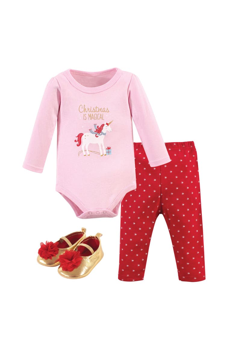 Soft Cotton Collection Bodysuit, Pants, and Footwear Collection, Main, color, Magical Christmas