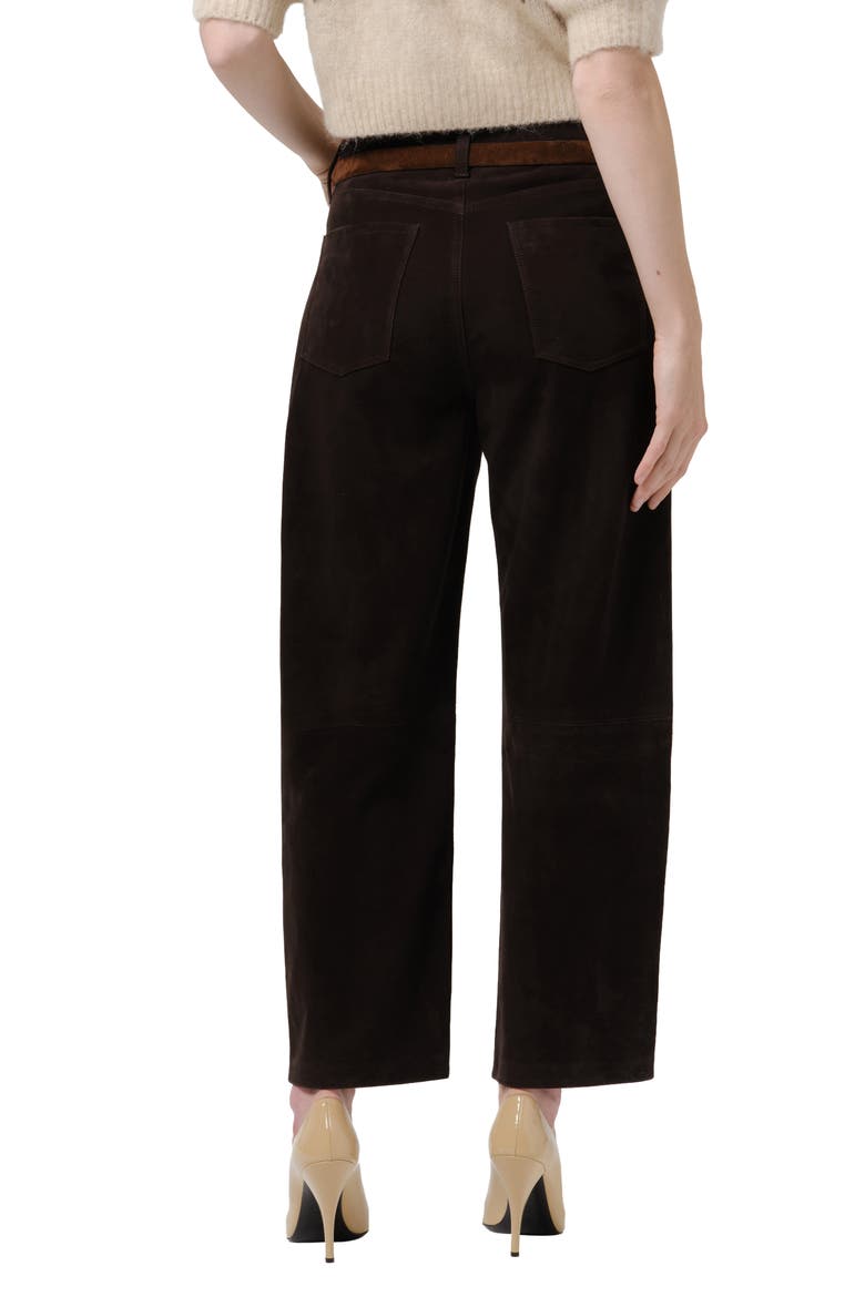 Miro High Waist Suede Barrel Jeans, Alternate, color, CHOCOLATE MD DK BROWN