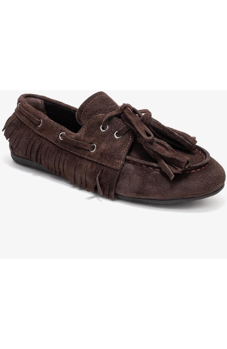 Forever & Always Shoes Fenora Leather Tassel Loafer, Main, color, Brown Suede Leather