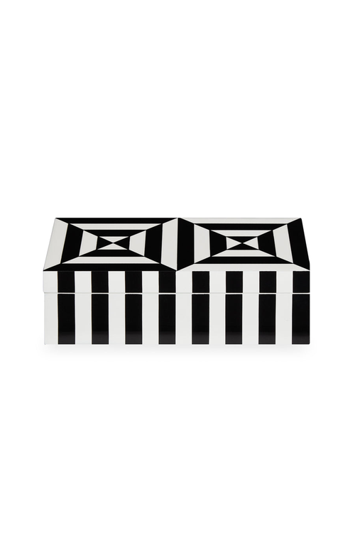 Jonathan Adler Op Art Lacquer Box In Black