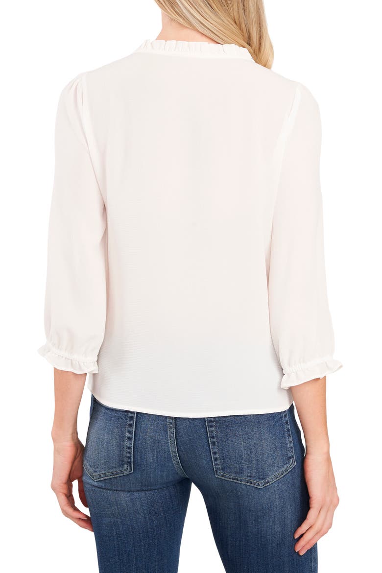 Ruffle V-Neck Blouse, Alternate, color, SOFT ECRU